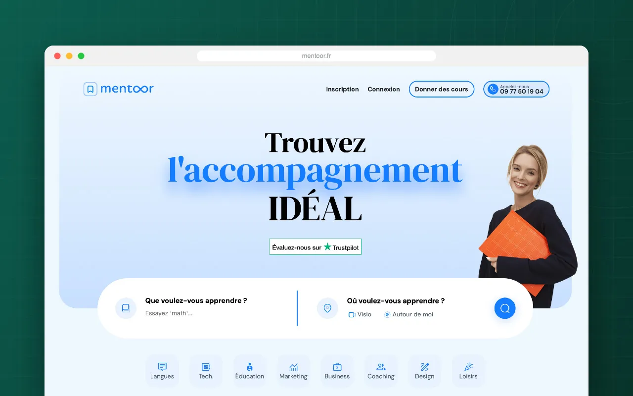 Aperçu de la plateforme Mentoor.fr